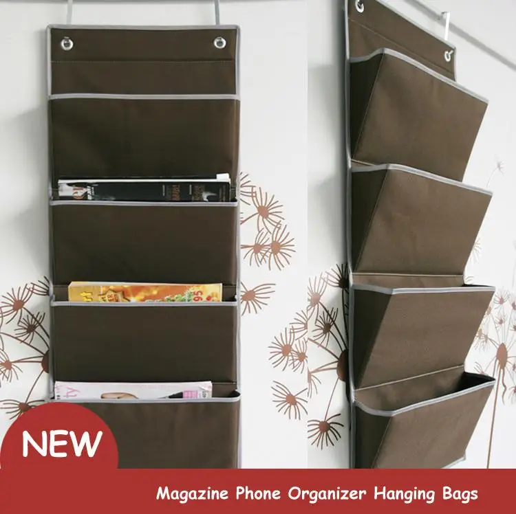 New oxford Fabric Bedside Pocket Storage bag hanger rack Magazine Phone Organizer Hanging Bags Door Closet