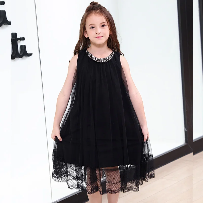 

Teenager Girls Dresses For Girls Elegant Black Sleeveless Princess Dress Kids Party Dress Children Clothing 6 8 10 12 14 16 Year
