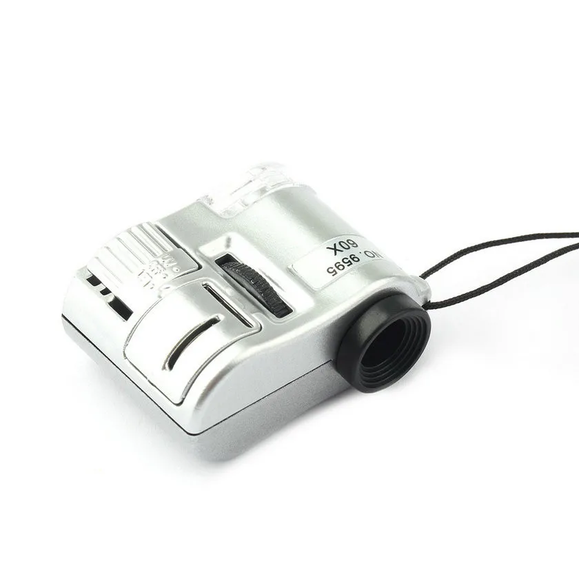 Brand New Mini Lens 60X Pocket Magnifier Microscope With LED Light Jewelry Jeweler Loupe Currency Dectector