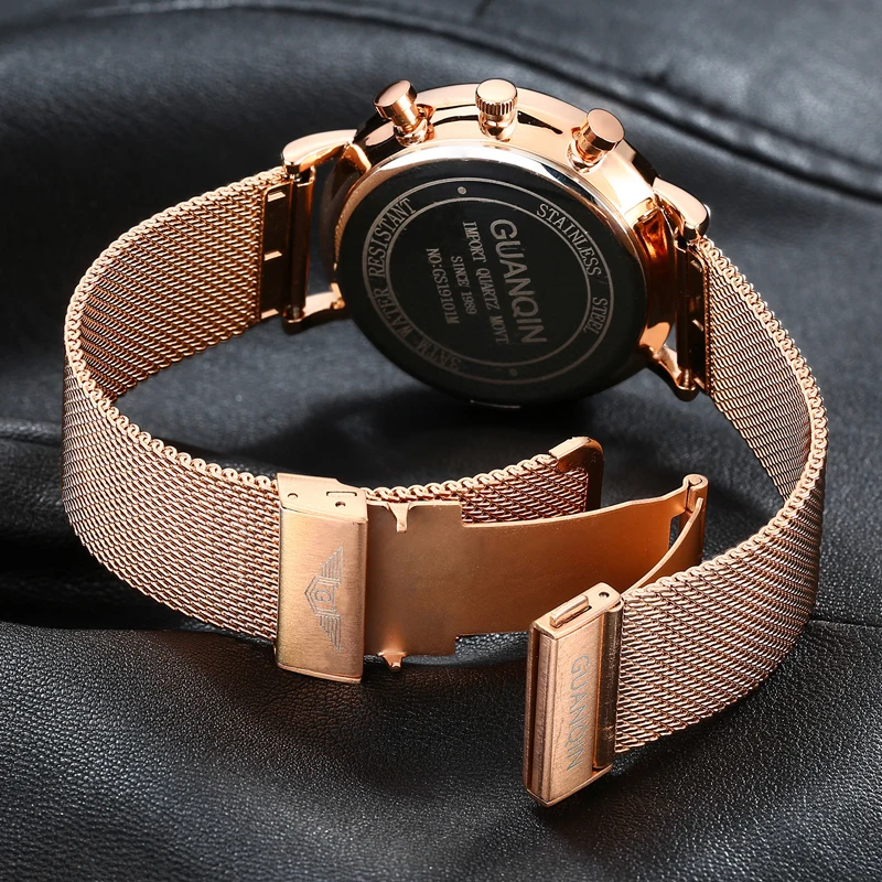 GUANQIN мужские часы Топ бренд класса люкс светящиеся часы для мужчин творческий бизнес нержавеющая сталь кварцевые наручные часы Relogio Masculino