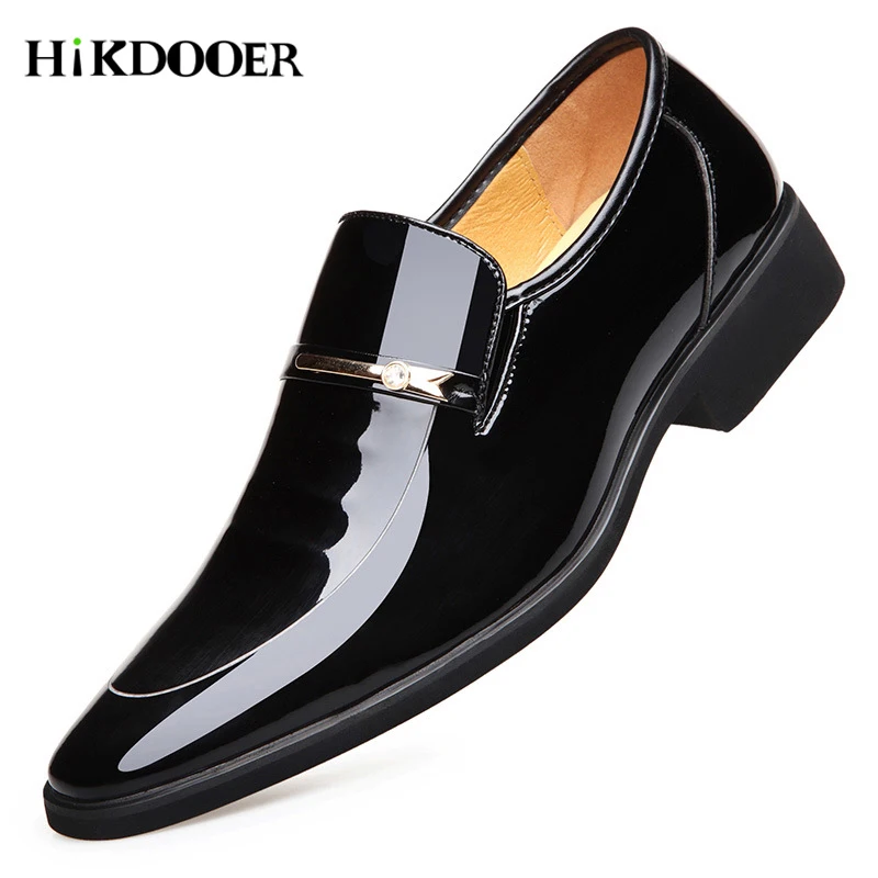 

2018 Newly Men's Quality Patent Leather Shoes Zapatos de hombre Black Leather Shoes Men Dress Office Luxury Shoes