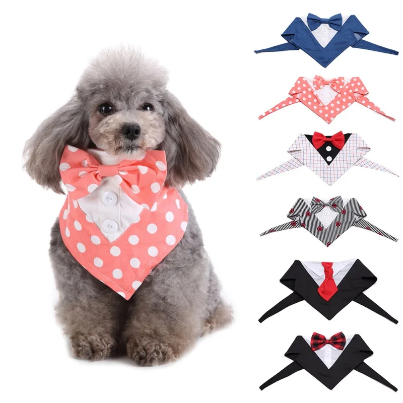 

Pet Suit Tie Triangle Tail Trends Formal Dog Tuxedo Dog Bandana with Bow Tie Neck Tie Designs