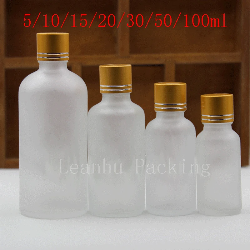 

5ml,10ml,15ml,20ml,30ml,50ml,100ml Frosted glass Empty bottles with gold cap,Essential oil bottle