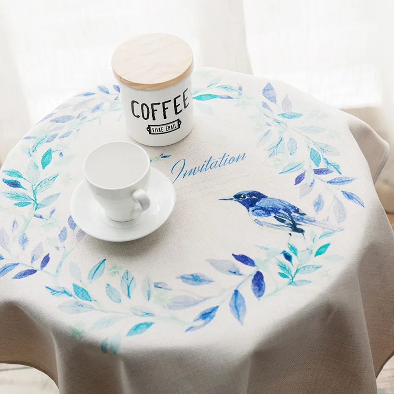 

New Arrivals Pastoral Garland Bird Tablecloth Hand-painted Cloth Small Round Tablecloth 5 Designs Small Fresh