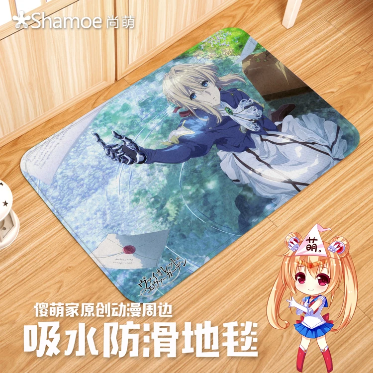 Аниме мультфильм Фиолетовый Ever сад скользящий спальня ковер коврик Tapete Alfombra