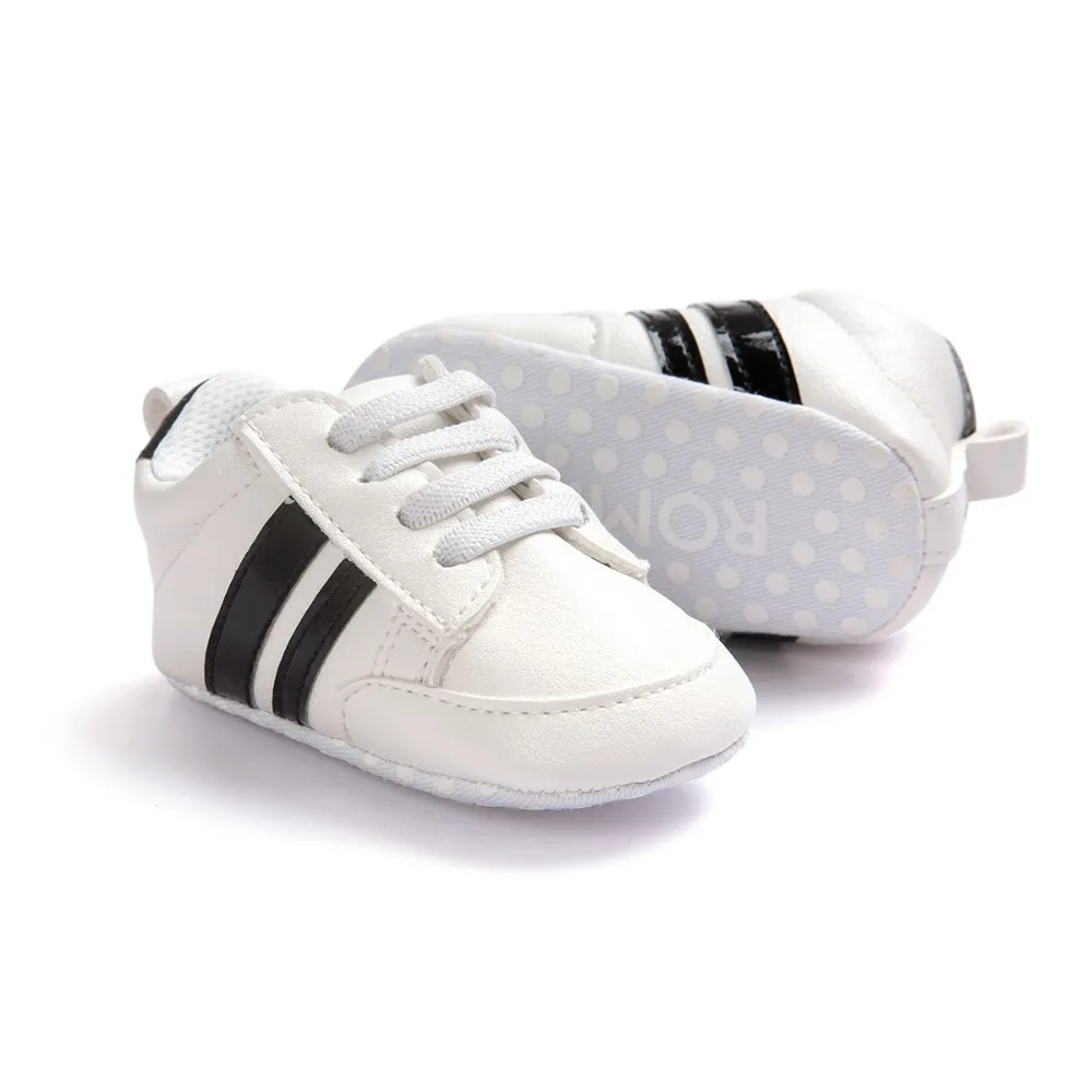 

Baby Shoes Pu Leather Shoes Sports Sneakers Newborn Baby Boys Girls Stripe Pattern Shoes Infant Toddler Soft Anti-slip Shoes