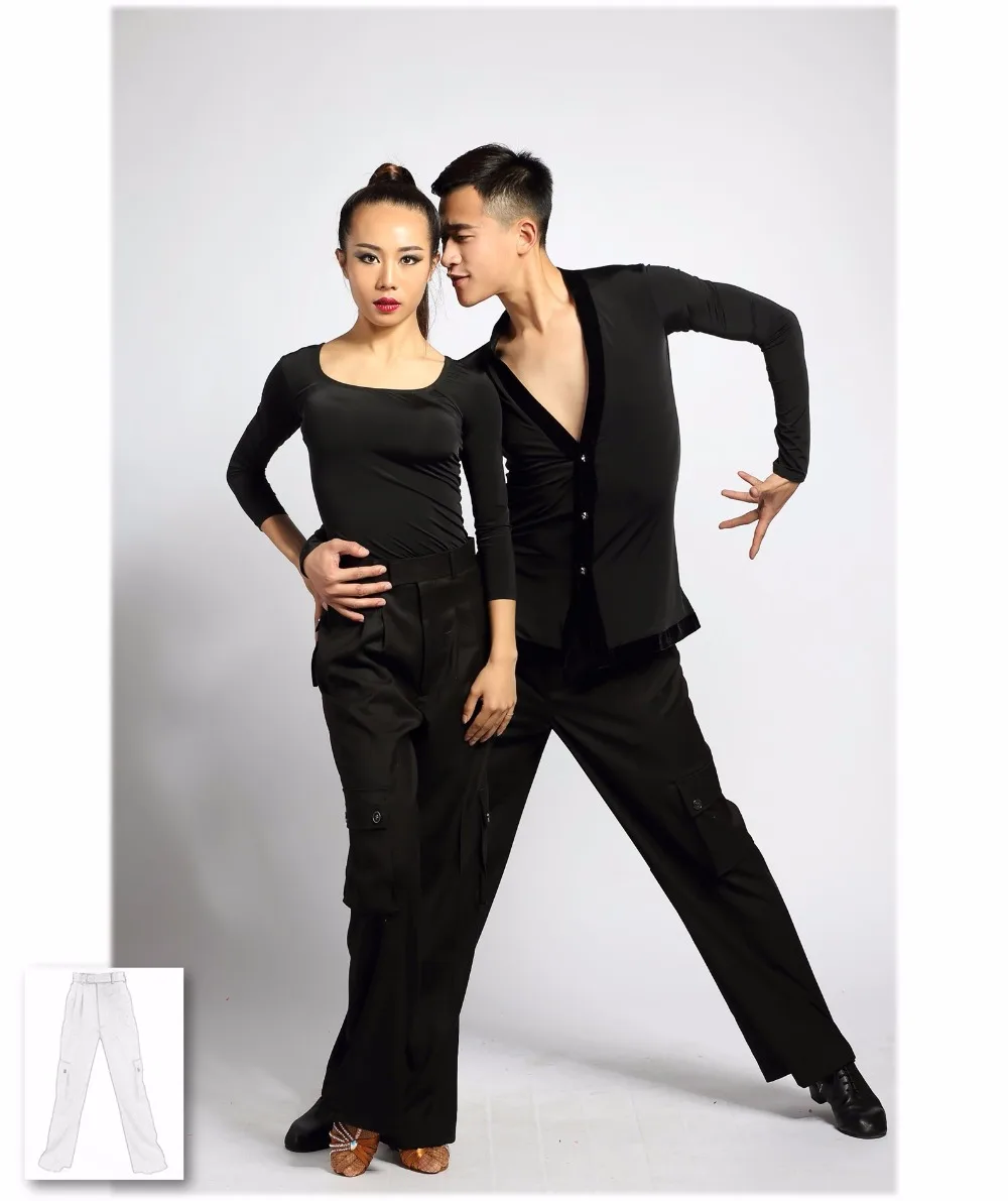 G4005 латинское современное бальное танец Профессиональный Прямой карман брюки для мужчин и женщин