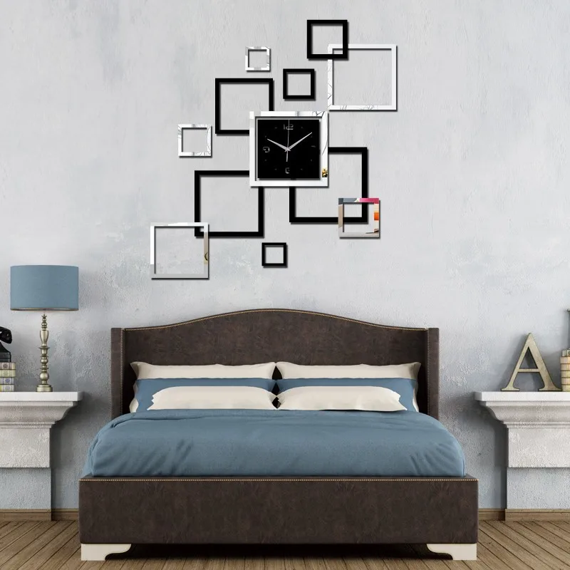 2019 new large wall clock modern design acrylic mirror Quartz watch diy stickers home decor 3d clocks relogio de parede clock