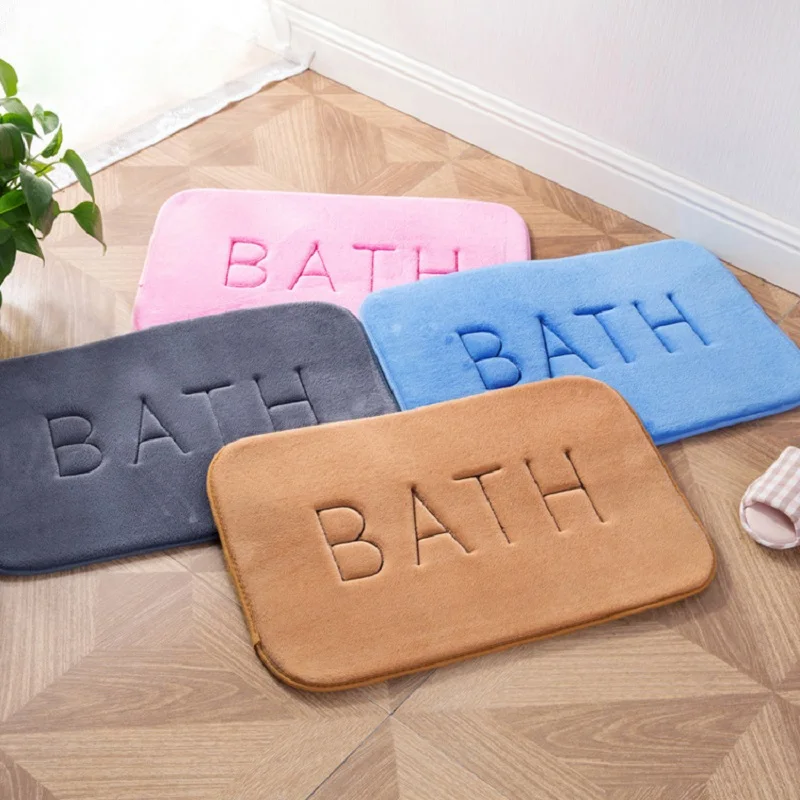 Pure Color Bath Mat For Bathroom Coral Fleece Memory Foam Kitchen Carpet Water Absorbing Soft Comfortable Non Slip Area Rug | Дом и сад