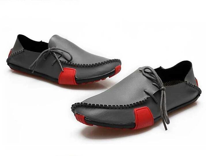 

GAORUI Men Shoes Boat Shoes Summer Soft Casual Leather Loafers Slip On Breathable Leather Lace stitching moccasins Plus Size