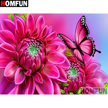 

HOMFUN Full Square/Round Drill 5D DIY Diamond Painting "Flower butterfly" 3D Diamond Embroidery Cross Stitch Home Decor A20011
