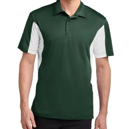 Sport-Tek TST655 Mens Side Blocked Micropique Sport-Wick Polo T-Shirt Forest Green & White - Extra Large Tall (1)