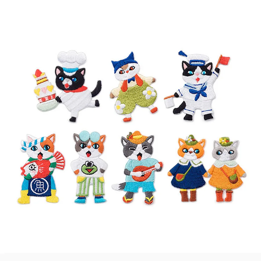 

Cartoon Cat Anime Patches Seaman Patch Girl Boy Children Iron Patches for Clothing Embroidery Patch 3d Stickers Decorations