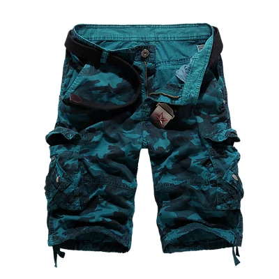 BSETHLRA, мужские летние шорты Карго,, повседневные мужские шорты в стиле милитари, хлопок, камуфляжный дизайн, модная брендовая одежда 29-40 - Цвет: Blue
