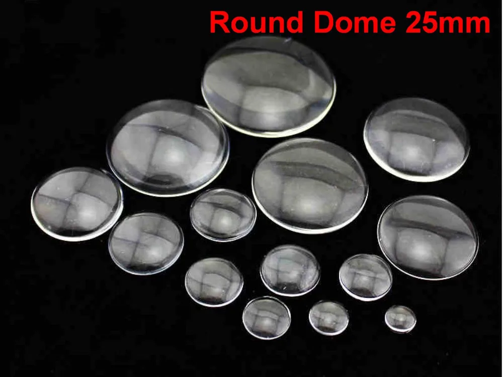 

50 Transparent Round Flatback Glass Cabochon Dome 25mm