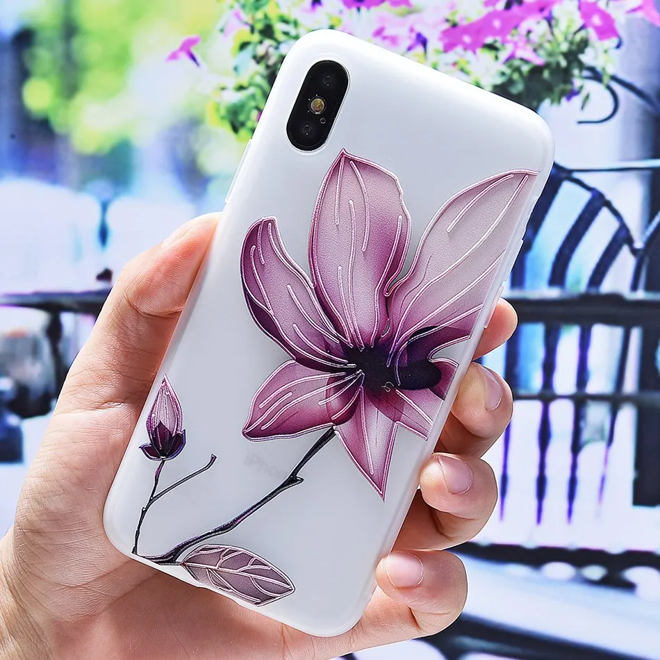 3D Silicone Relief Floral Case For iPhone XS Case For iPhone 2018 XS Plus Soft TPU Flower Matte Case Cover Phone Cases On        (15)