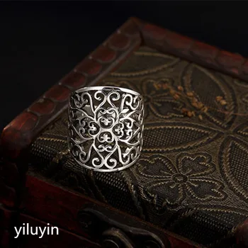 

KJJEAXCMY boutique jewelryar S925 Sterling Silver hollowed totem pattern personalized retro Silver Ring Jewelry Ring