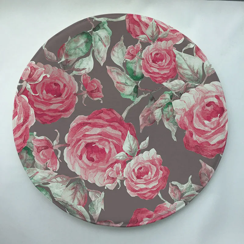 

Watercolor flowers Print Custom Round Doormat Non-slip Rug Pad Carpet Kids Room Home Decor Floor Mat Water Absorption Mat