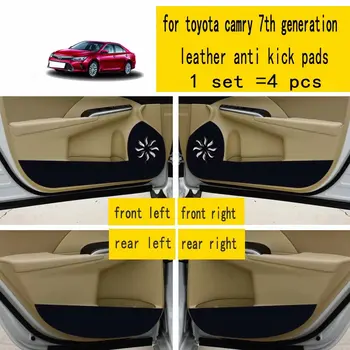 

4 Pcs Leather Car-Styling Anti Kick Pads Anti-dity Doors Mat Accessories for Toyota Camry XV50 2012 2013 2014 2015 2016 2017