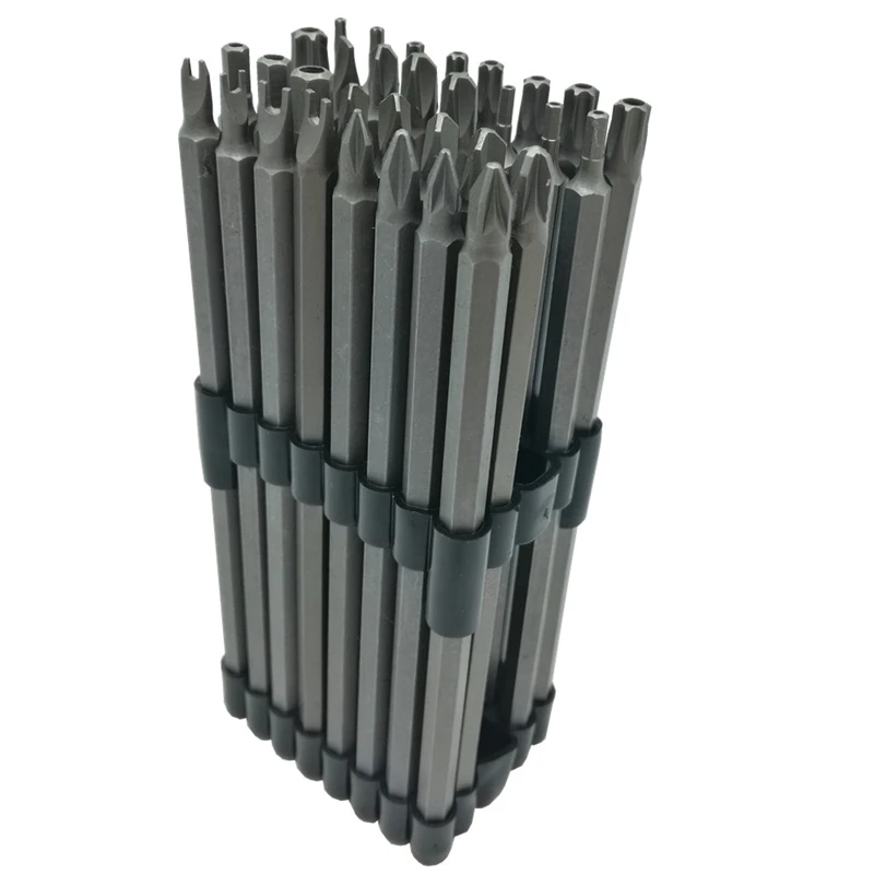

32Pc Extra Long Power Bit Set 6 Inch 150Mm Length 1/4 Inch Shank Tamperproof Torx Cr-V