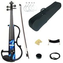 Kinglos полный размер 4/4 цветная твердая древесина промежуточная-B электрическая/Тихая скрипка комплект с эбеновым фитингом