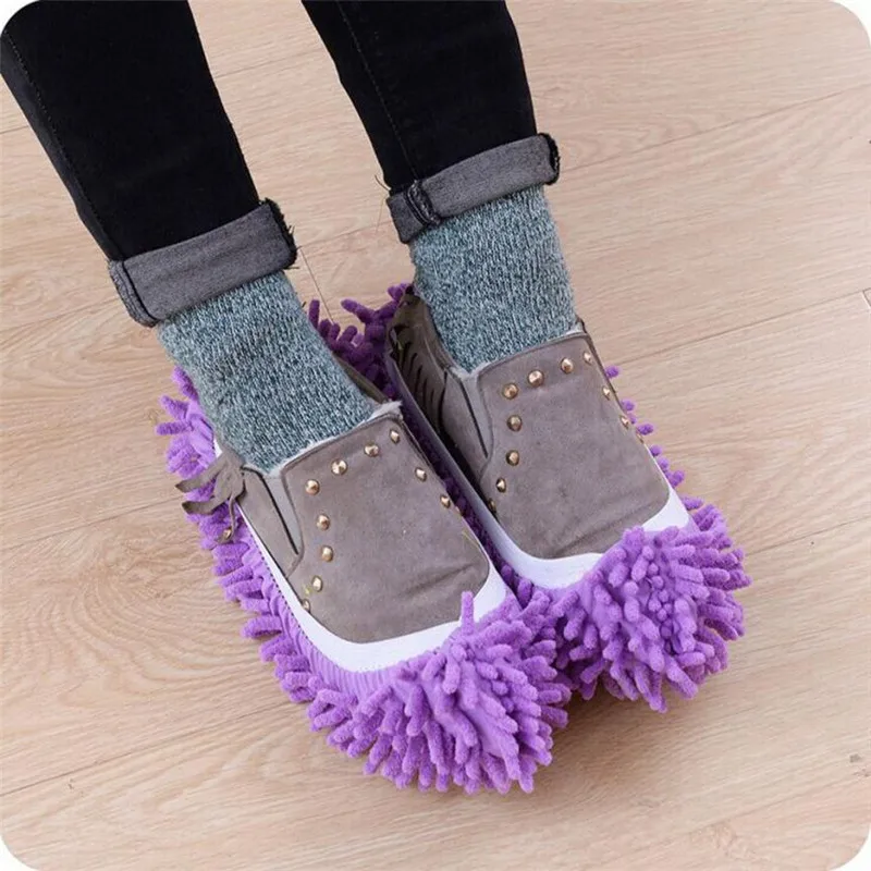 1 Pair Mop Slipper Floor Polishing Cover Cleaner lazy Dusting Cleaning Foot Shoes wearing mop household cleaner random color