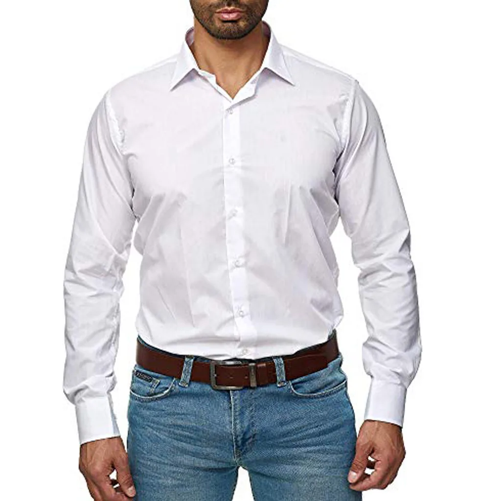 

formal dress shirt Men Pure Color Pocket Long Sleeve Shirt Fashion Long Sleeve Blouse Top button up men shirt d90705