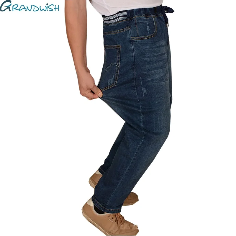 Grandwish Men s Loose Straight Jeans Plus Size 5XL Mens Strech Denim Jeans Elastic Waist Mens