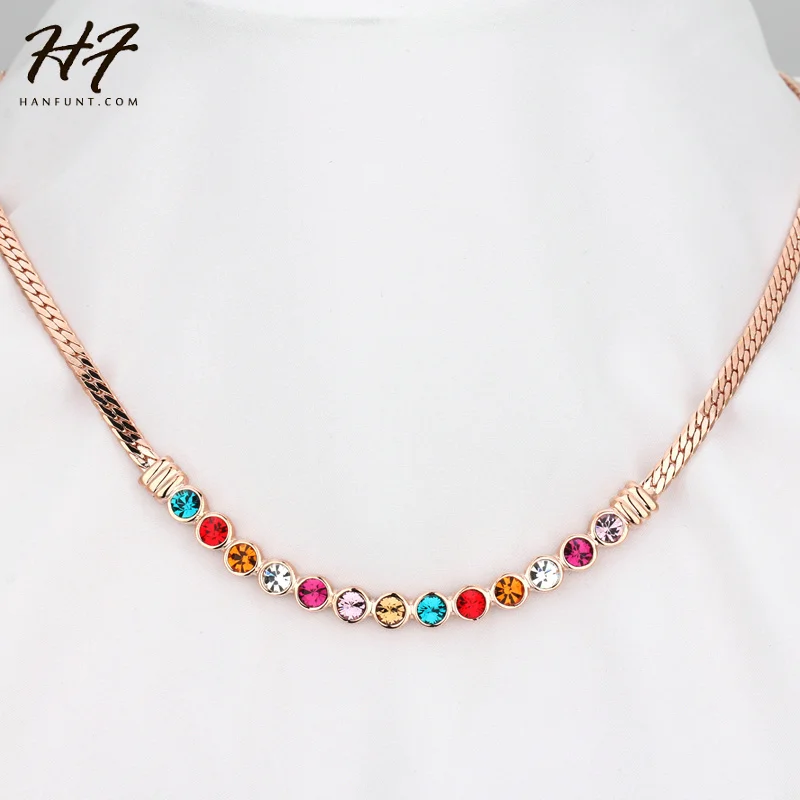 

Top Quality Candy Colors Crystal Rose Gold Color Fashion Necklace Jewelry Made with Austria Crystal Wholesale N353 N497