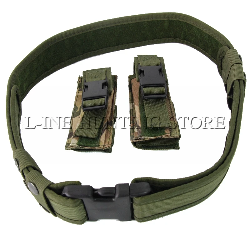 Тактический пояс для страйкбола Охотничьи аксессуары с сумкой для журналов безопасности тренировочный ремень армейский зеленый