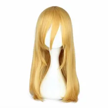 MCOSER синтетический 55 см прямой светильник желтый цвет косплей парик Высокая температура волокна волос WIG-365F