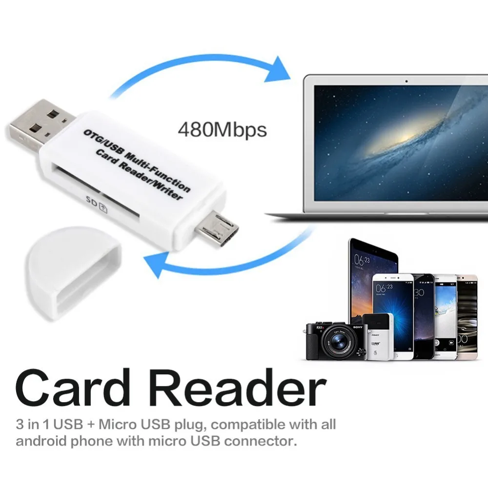 Многофункциональный ОТГ устройство для чтения карт памяти Micro SD TF SD Card Reader USB Супер Скорость USB 2,0 концентратор с несколькими 3-в-1 слотов для карт ридер