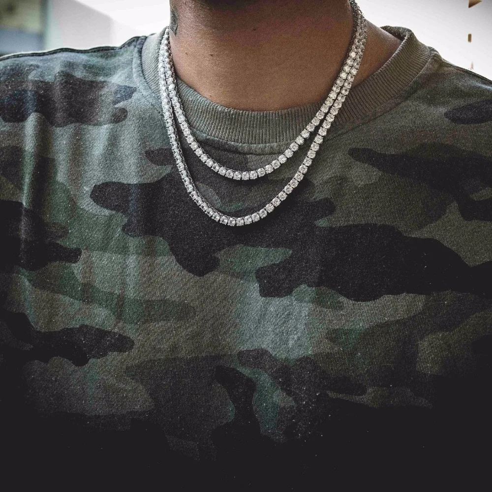3 مللي متر 4 مللي متر 5 مللي متر رجل الزركون تنس قلادة سلاسل الذهب الفضة اللون النحاس المواد مثلج خارج 1 صف تشيكوسلوفاكيا سلسلة الهيب هوب قلادة ...