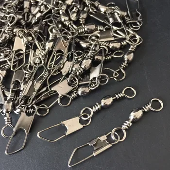 

10 pcs/lot Rustyproof Fishing Swivels Interlock Rolling Swivel with Hooked Snap Fish Hook Connector