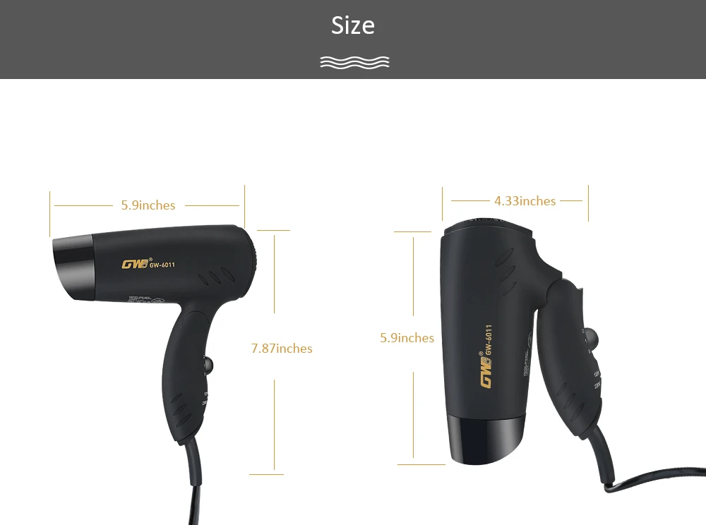 Guowei GW - 6011 Electric Mini Folding Compact Travel Hair Blow Dryer