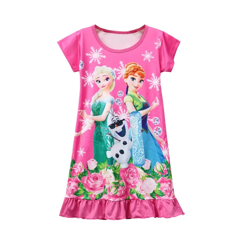 Disney princess robes summer girl nightdress baby nightgowns Frozen Elsa children's dress home clothing sleepwear pajamas top - Цвет: 6