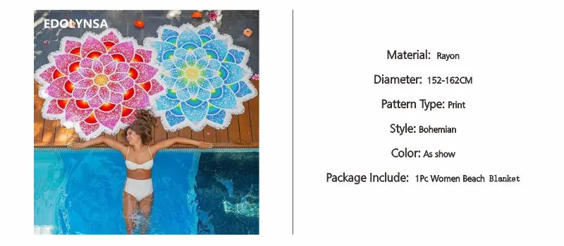 Новое поступление круглый пляжный коврик с принтом Манта Мандала одеяло Yogamat пляжный Круглый Гобелен# G28