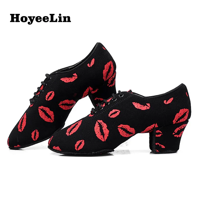 HoYeeLin Latin Tango Dance Practice Teacher Shoes Women Ladies Split Sole Ballroom Heeled 5cm Dancing Shoes