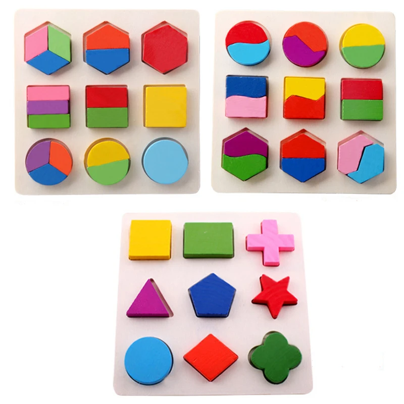 Монтессори игрушки Обучающие деревянные игрушки для детей Раннее Обучение 3D головоломка красочные геометрические формы Соответствующие игры