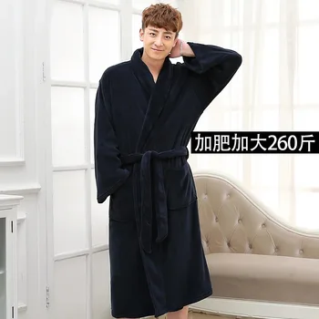 

Plus Size Fashion Man's Autumn Winter Soft Warm Flannel Long Sleeve Robe Big Size Flannel Plaid Robes Hotel Trip Robes