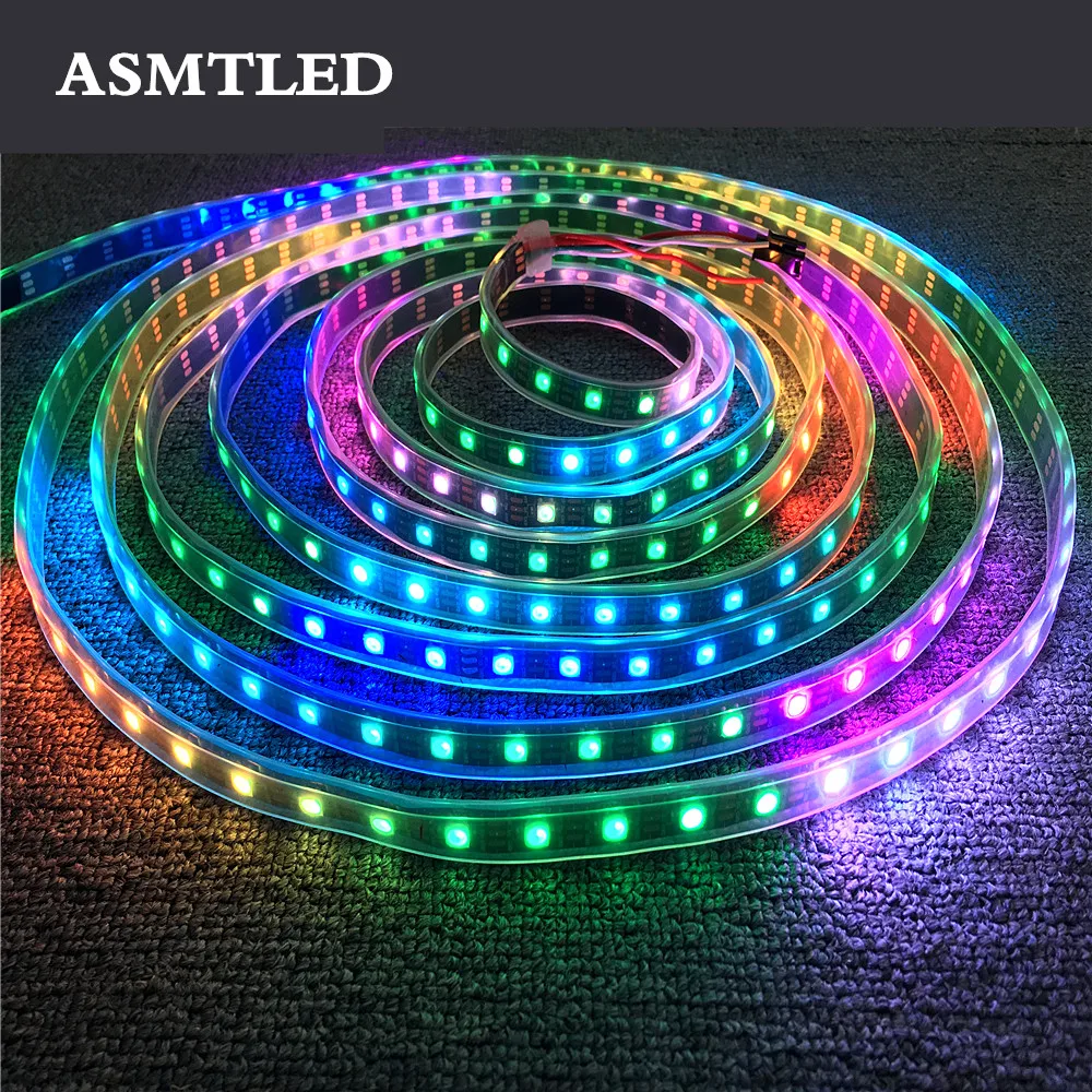 Полноцветная WS2812B Светодиодная лента Черная/белая PCB Встроенная IC 5050 RGB умная