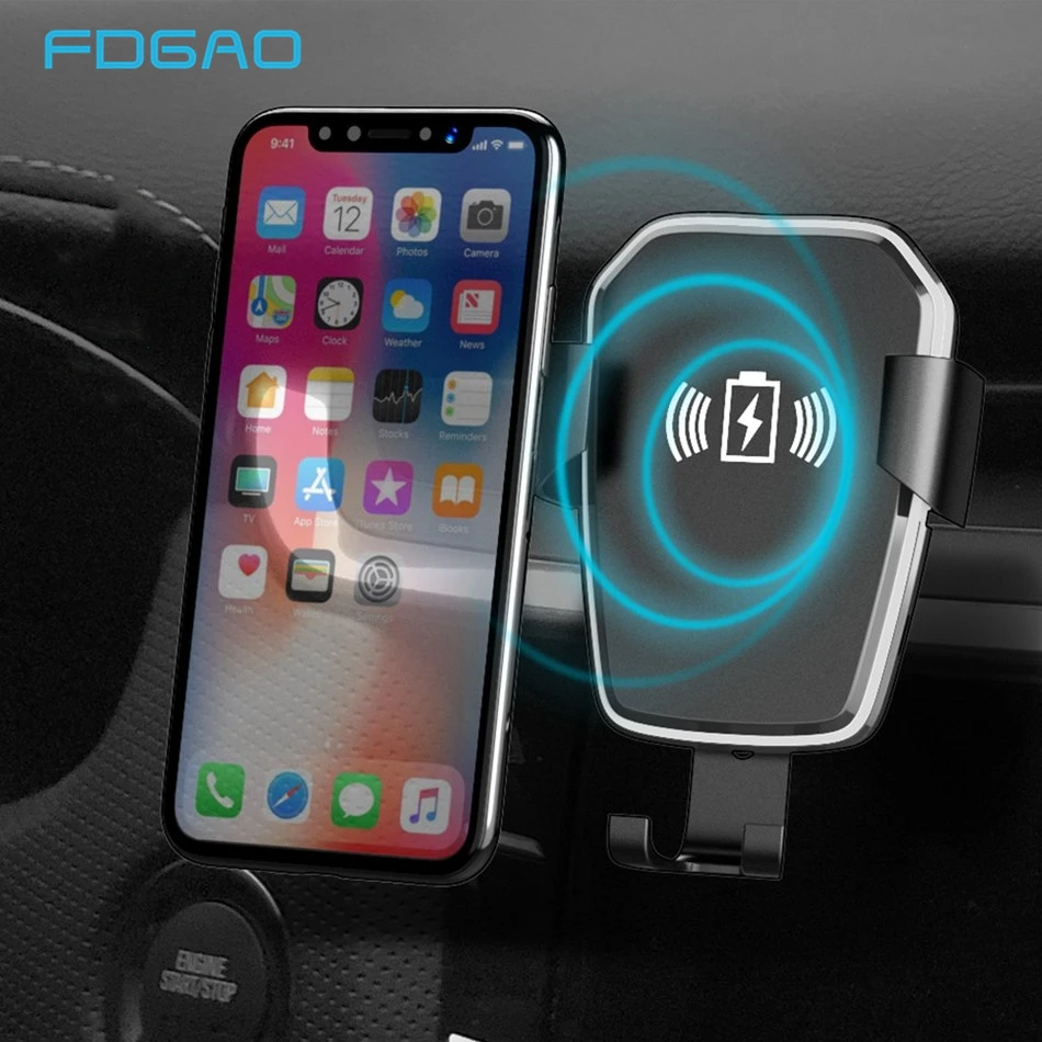 FDGAO Car Holder Qi Wireless Charger For iPhone XS Max XR X 8 10W Quick Charge Fast Charging For Samsung Note 9 8 S8 S9 Xiaomi