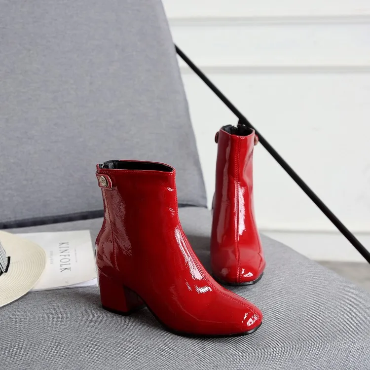 

Big Size 9 10 11 12 boots women shoes ankle boots for women ladies boots Willow belt buckle back zip