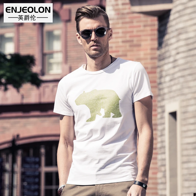 Enjeolon brand 2017 short sleeve print t font b shirt b font font b men b
