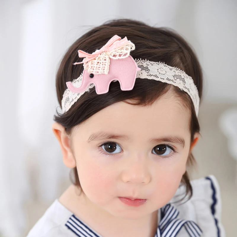 HPBBKD Elephant Crown Headband Chiffon Flower Headwrap Baby Girl
