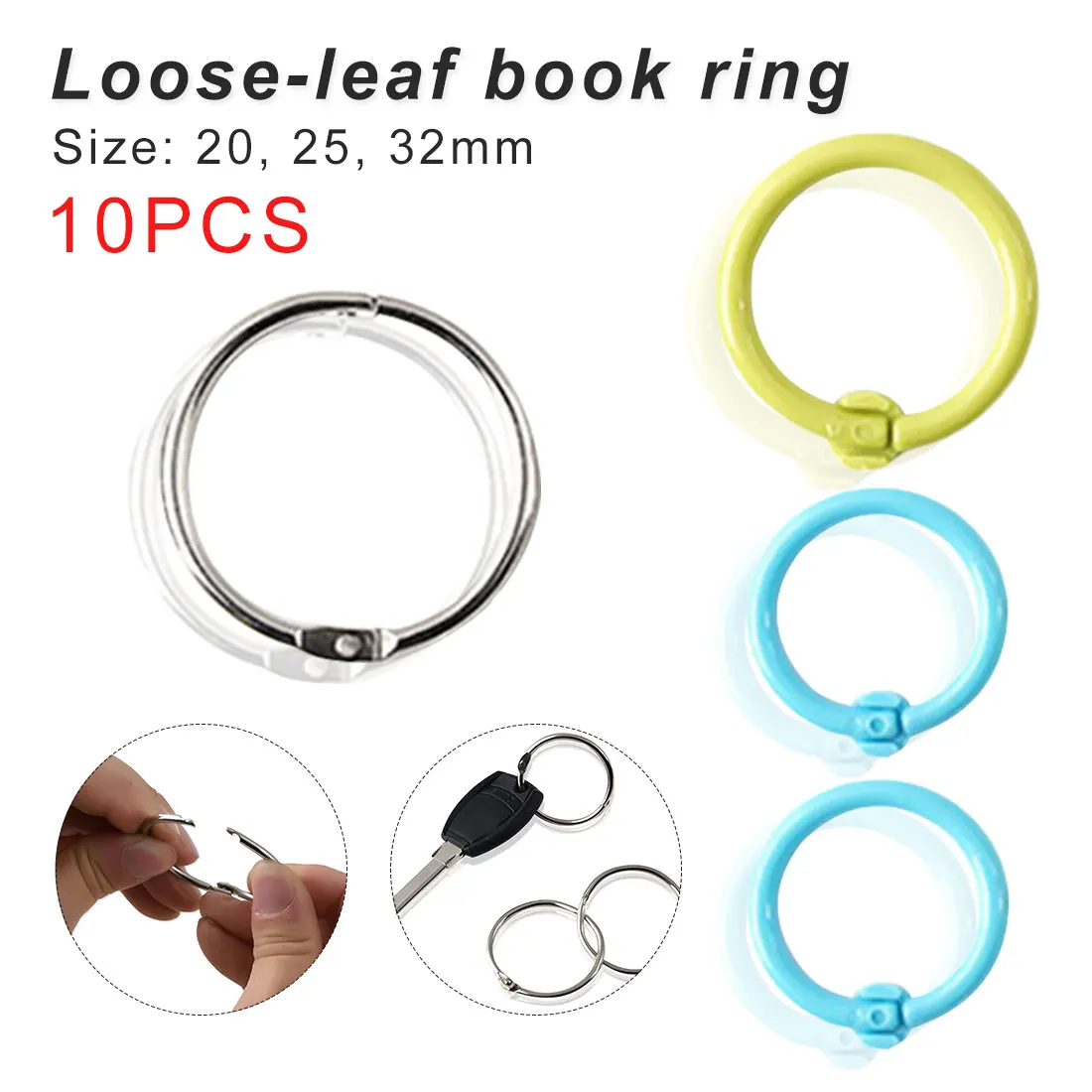 

Craft Binding Book Hoops 10pcs Loose Leaf Binder Ring Book Hoops DIY Albums School Office Supplies