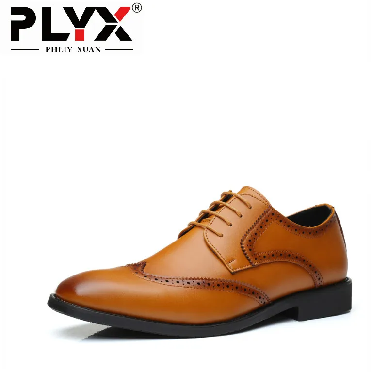 PHLIY XUAN/Новинка года; мужские деловые кожаные туфли с острым носком на шнуровке; официальная Мужская обувь; большие размеры 38-48