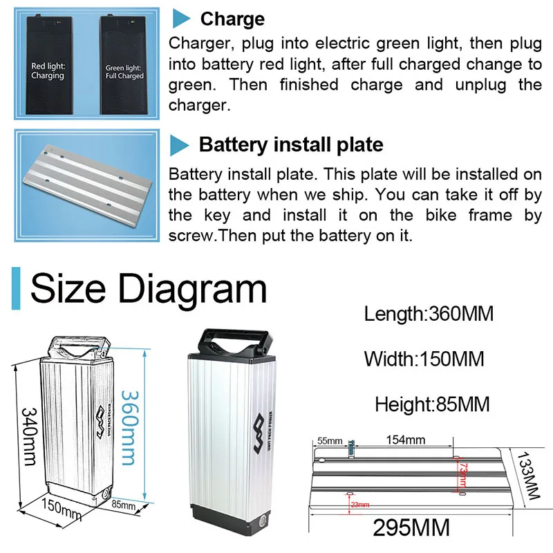Top UPP 60V 1200W Rear Rack Bicycle Battery 60V 17.5Ah Lithium Battery for Electric Bikes 1200W 1000W 750W 5