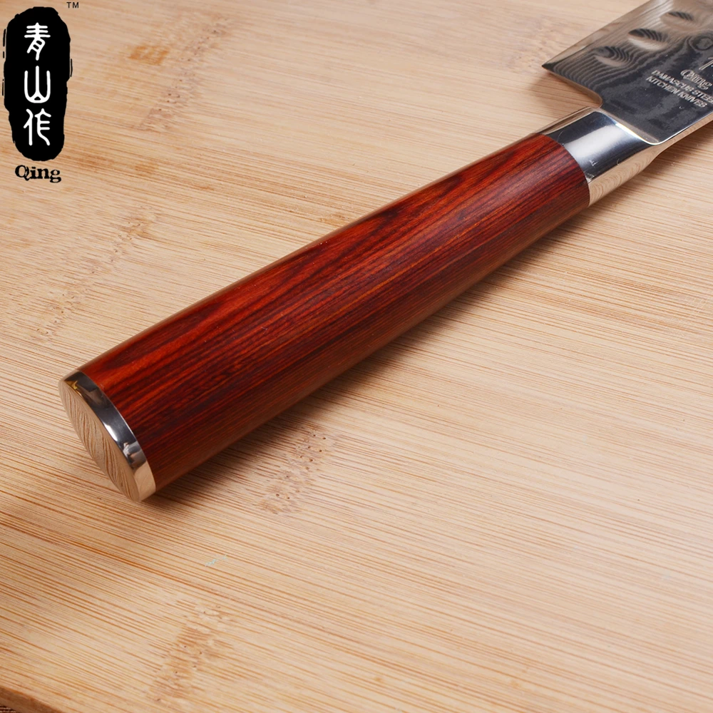 QING 7 дюймовый кухонный нож Santoku VG10 67 слоев дамасской стали японские ножи шеф