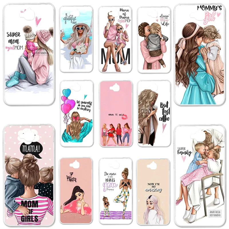 

Uppbo Phone Cases Black Brown Hair Baby Mom Girl Queen Soft TPU Case For Huawei Y6 Pro TIT-L01 TIT-AL00 Holly 2 Plus 5.0 inch